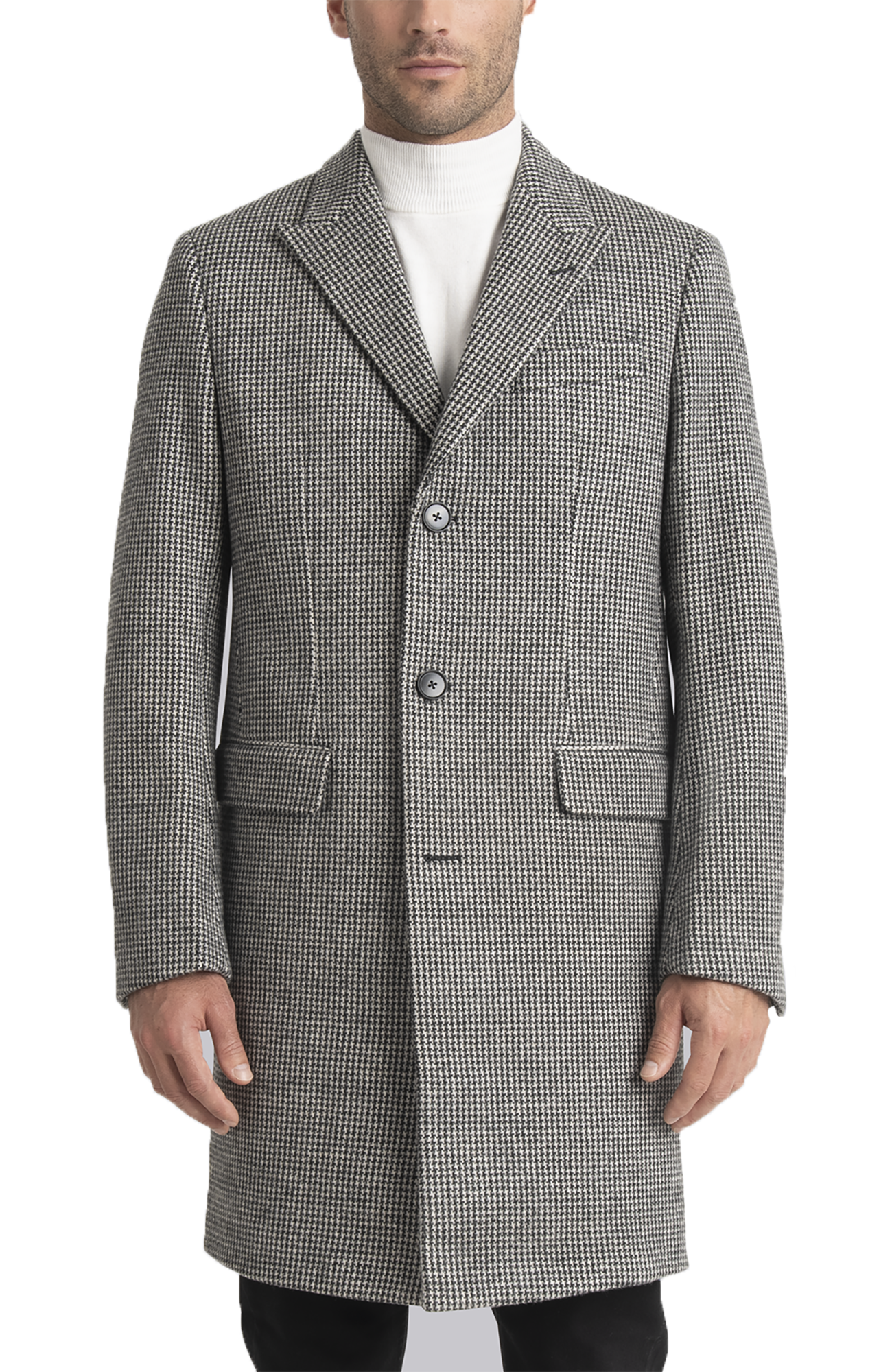 Sloan Wool Blend Houndstooth Topcoat