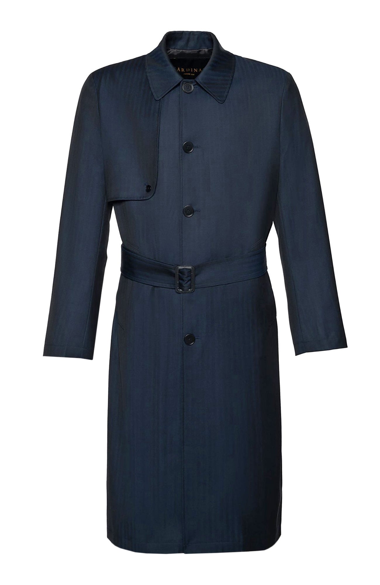 MAN RAY NAVY HERRINGBONE SINGLE BREAST TRENCH COAT