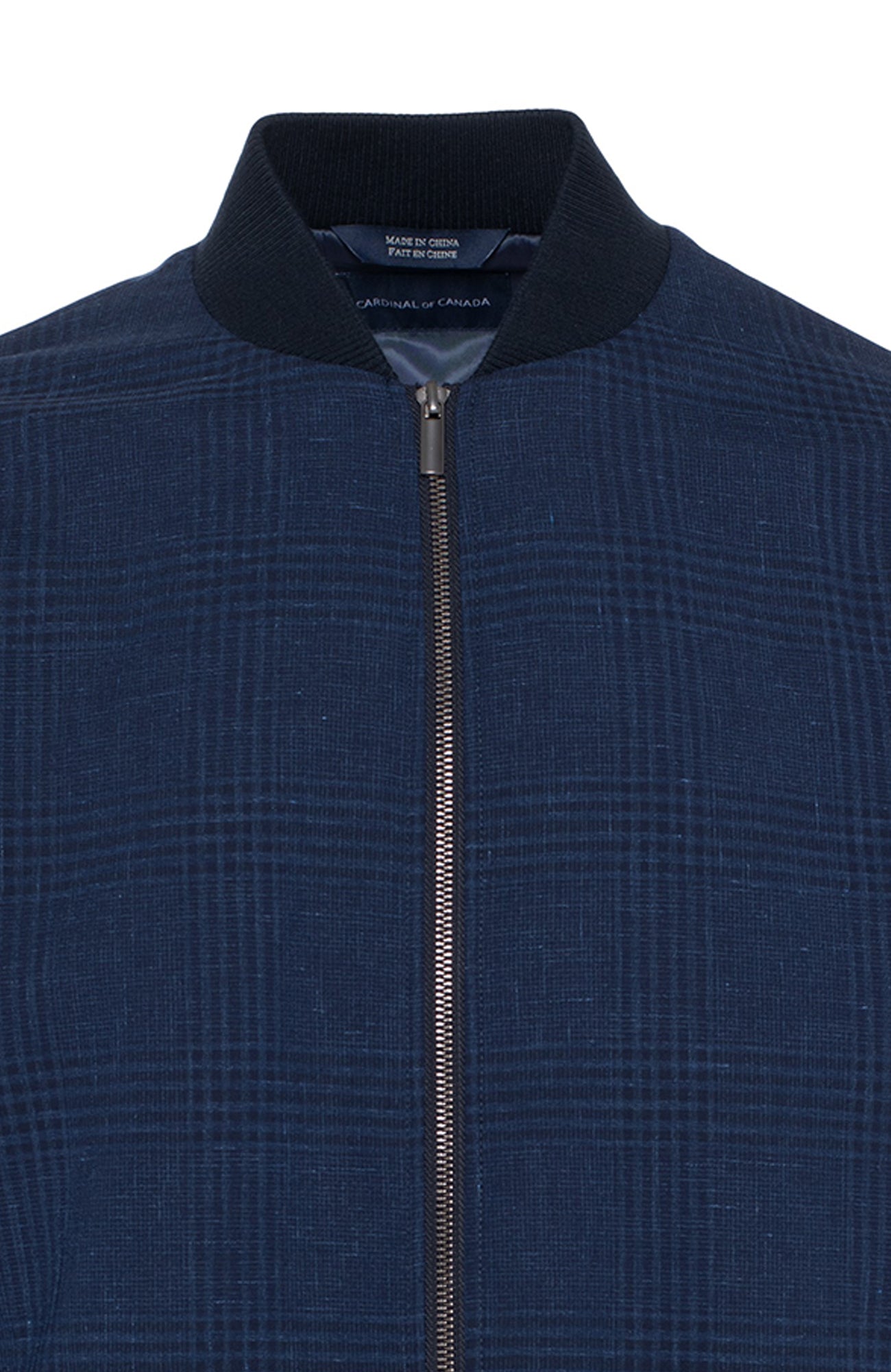 Navy plaid WOOL BOMBER Jacket