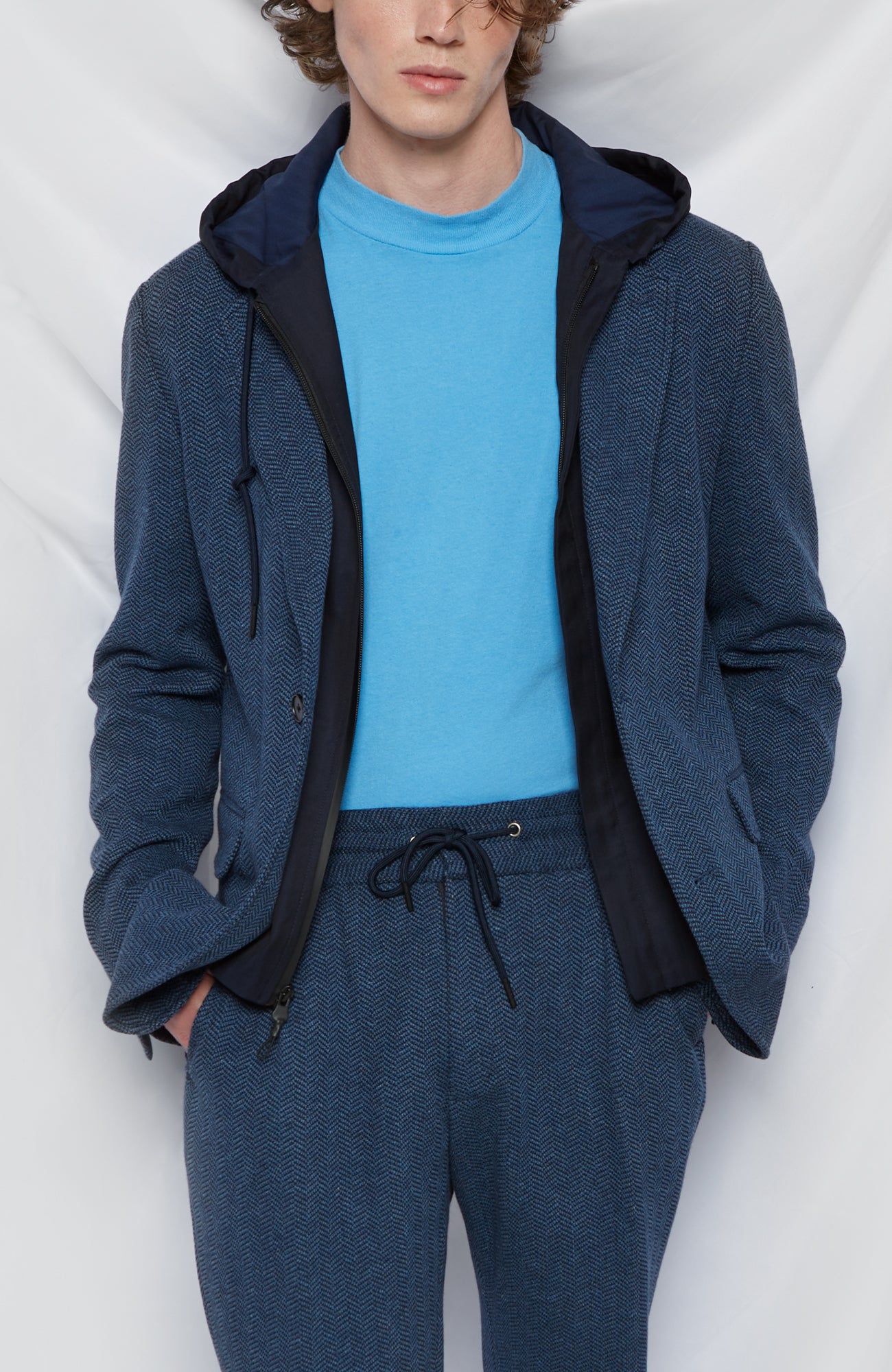 BECKETT NAVY HERRINGBONE WOOL JACKET