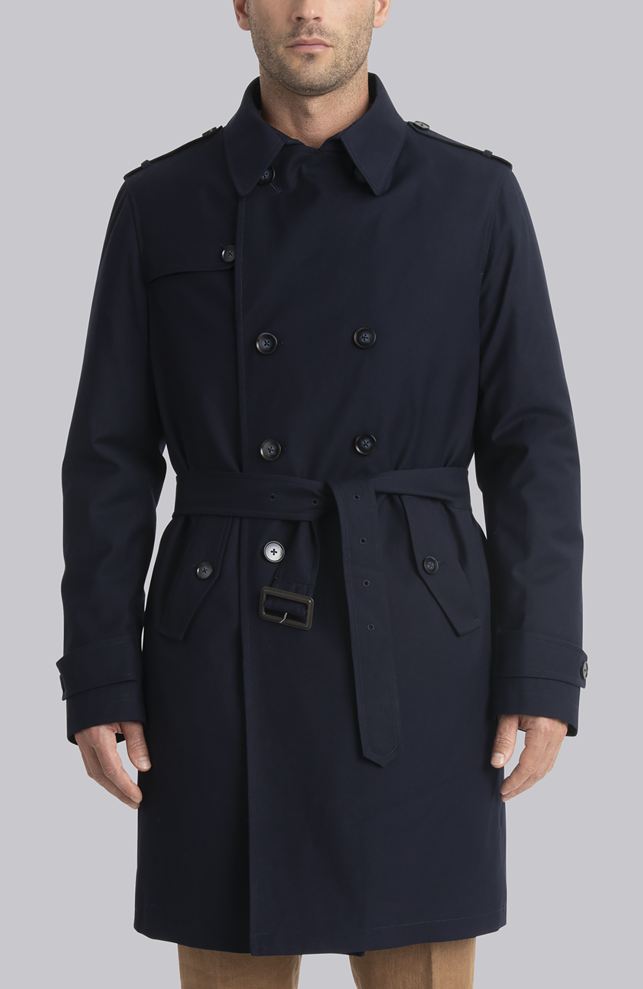 Marlon Navy Double Breasted Trench Coat
