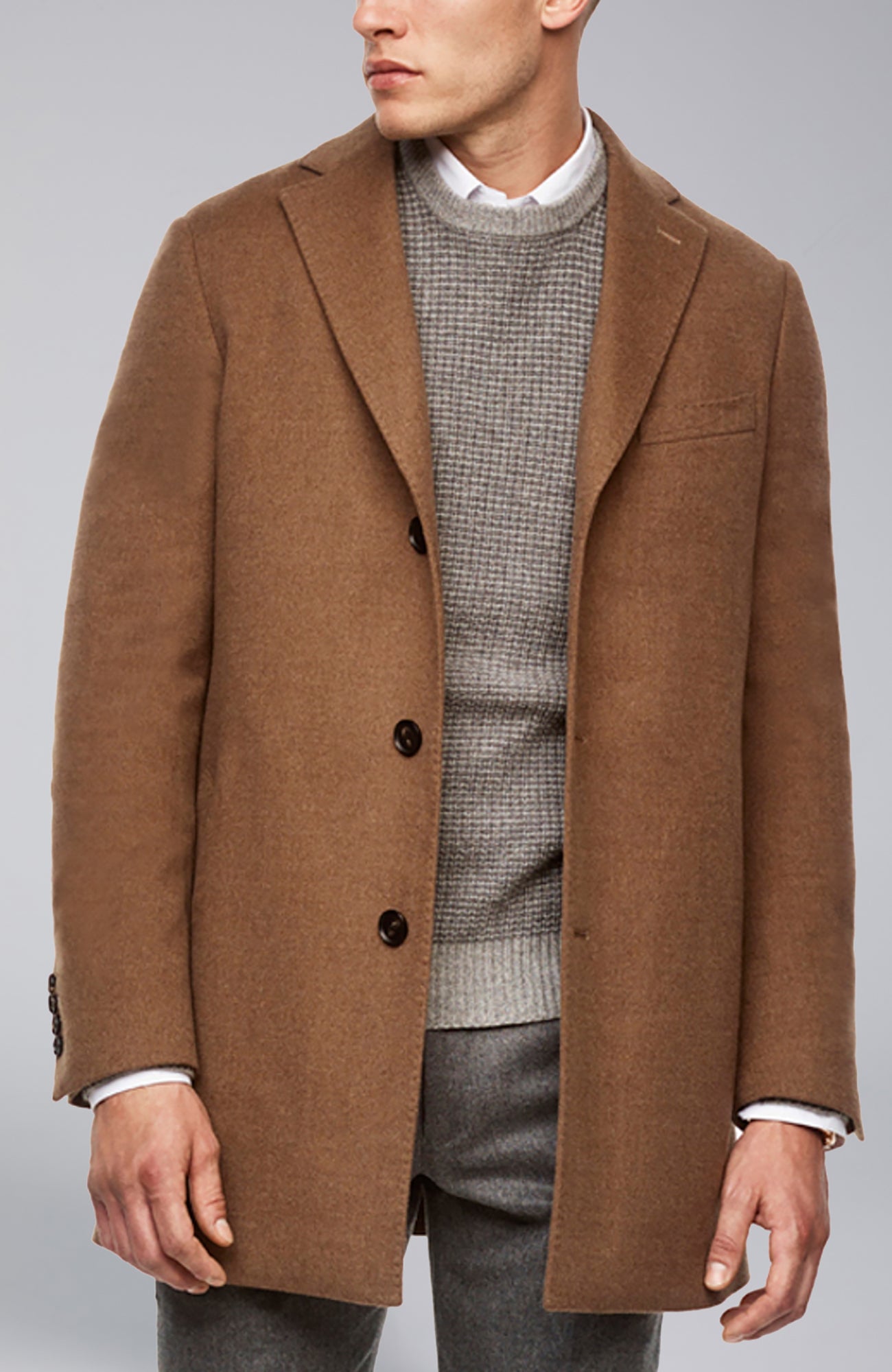 Seth Tobacco-Blue Wool Topcoat