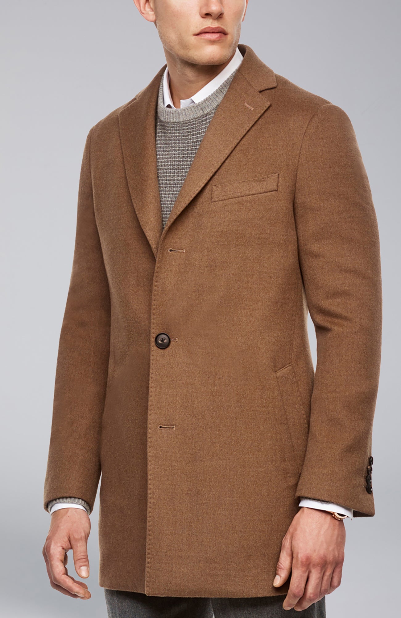 Seth Tobacco-Blue Wool Topcoat