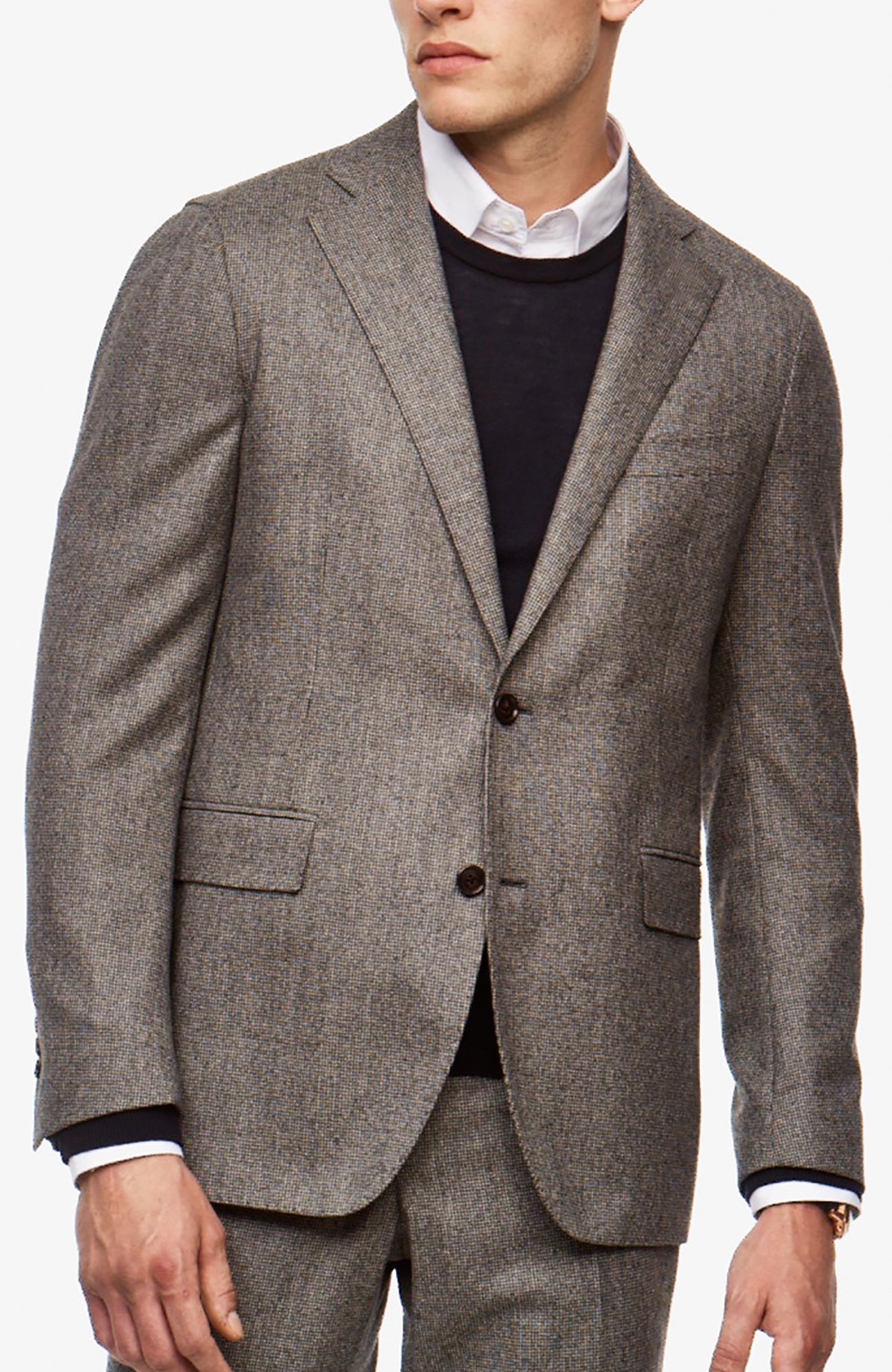 Winslo Slim Fit Wool Suit - Black-Grey Houndstooth
