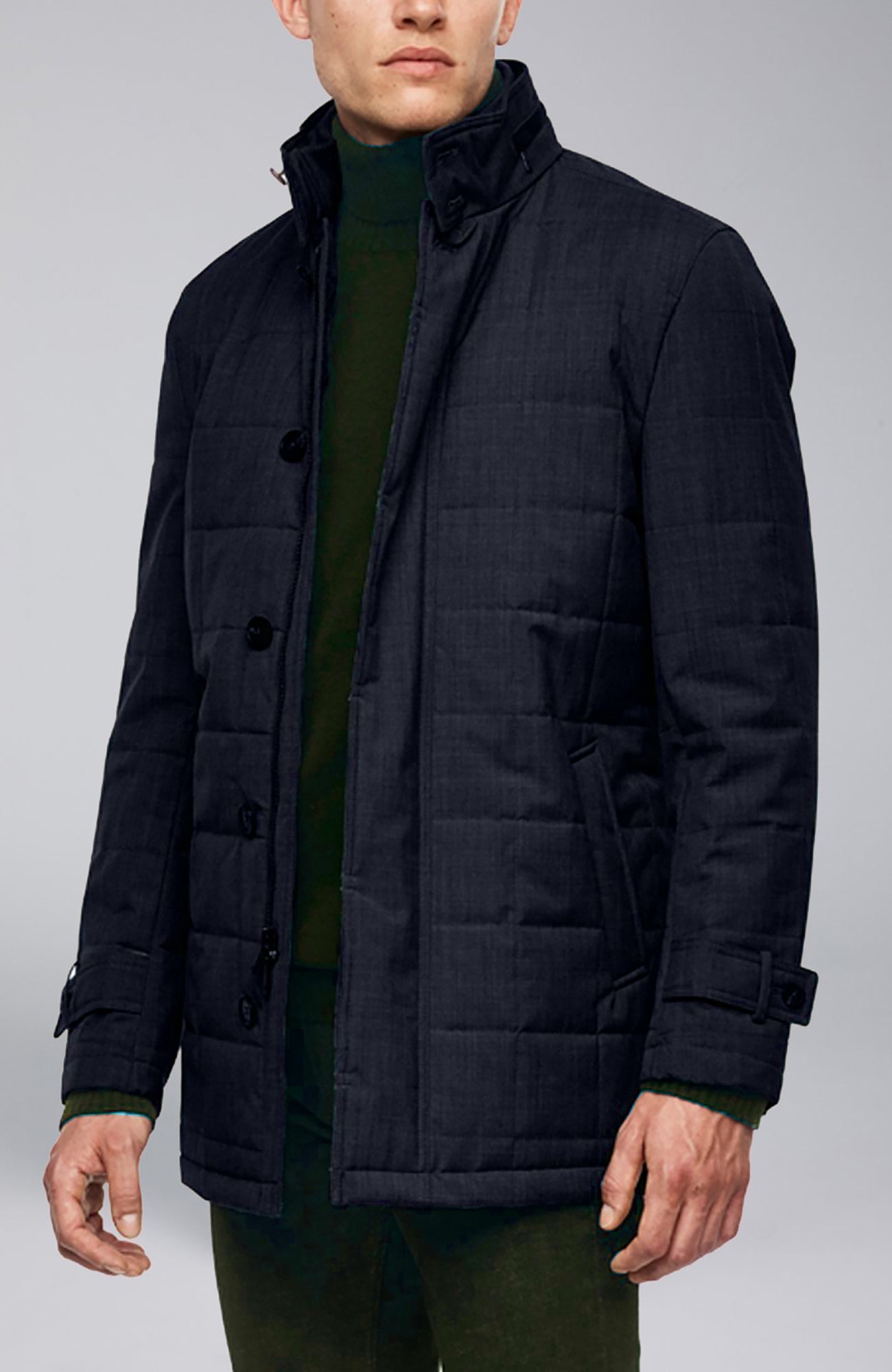 Belmont Technical Navy Wool Car Coat