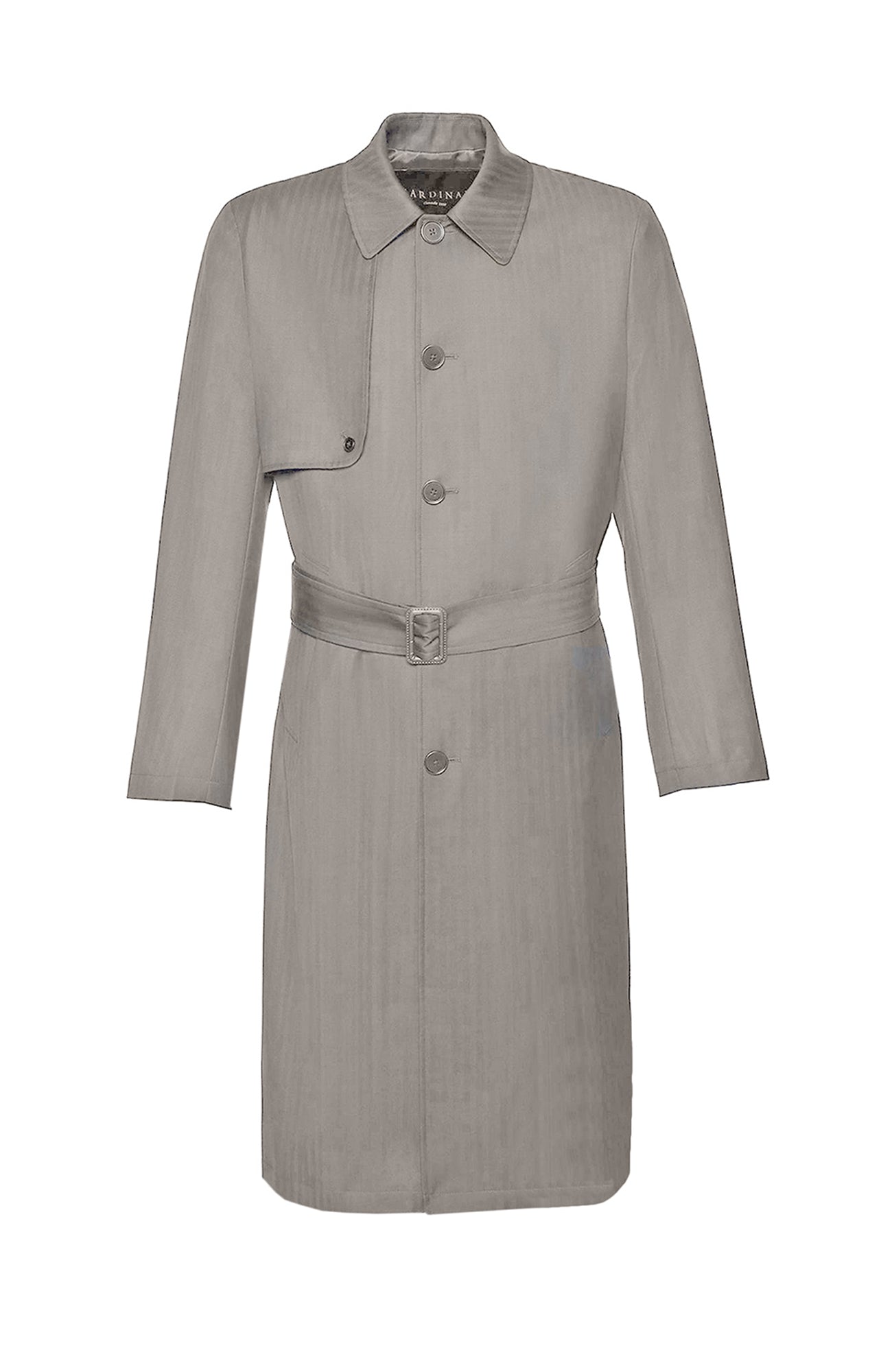 MAN RAY KHAKI HERRINGBONE SINGLE BREAST TRENCH COAT