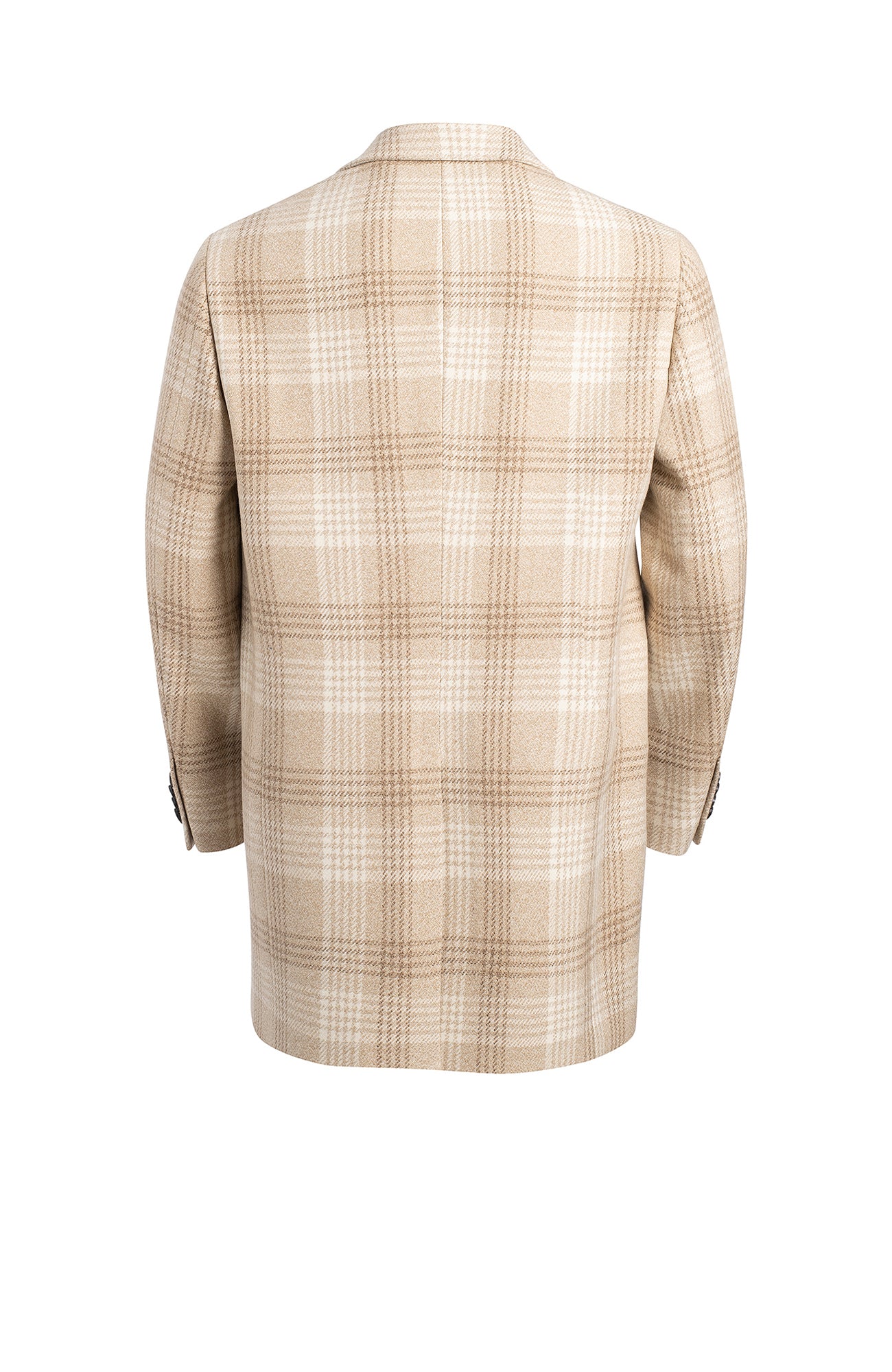 SAMUEL WOOL & CASHMERE OATMEAL PLAID TOPCOAT